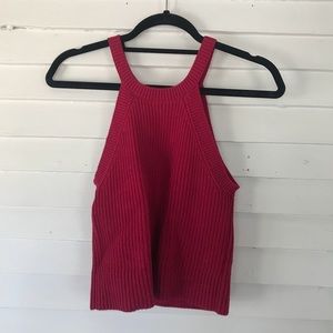 EXPRESS RIBBED RED CROPPED TANK